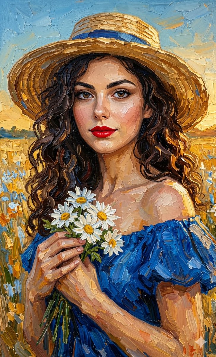 AI Prompt for Impasto Oil Painting Portrait with Golden Hour Glow