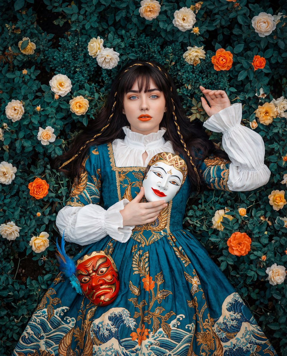 AI Prompt for Luxury Portrait with Indonesian Batik and Ukiyo-e Motifs