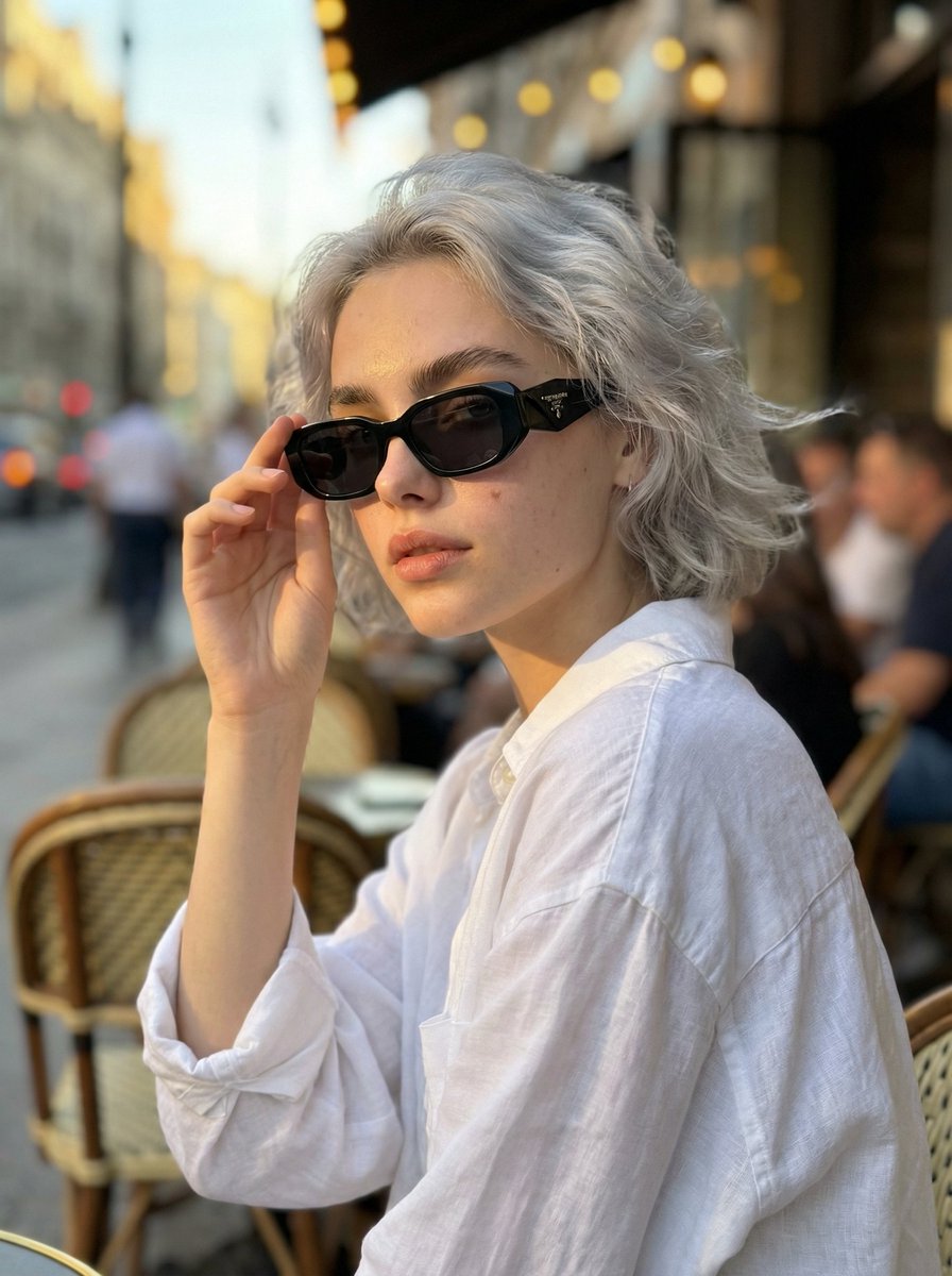AI Prompt for Photorealistic Female Portrait at European Café