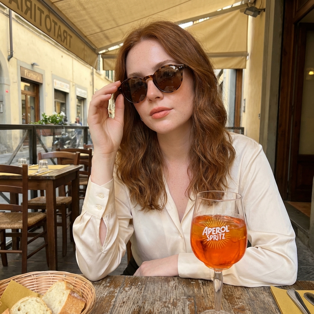 AI Prompt for Photorealistic Portrait of Young Woman at Italian Trattoria