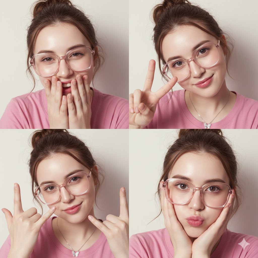 AI Prompt for Realistic 4-Panel Collage Portrait with Flash Lighting