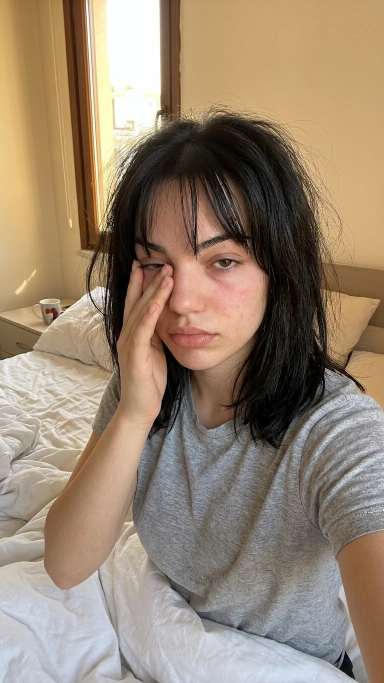 AI Prompt for Realistic Morning Selfie with Bedhead Hair - Social Media Post