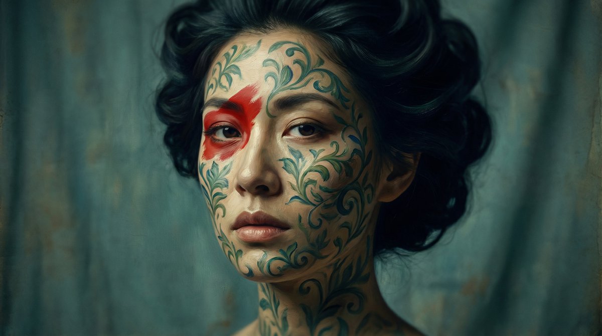 AI Prompt for Realistic Oil Painting Portrait with Botanical Patterns