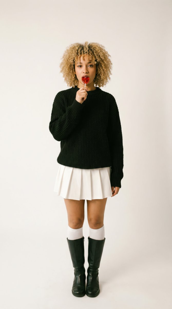 AI Prompt for Retro-Futuristic Sci-Fi Portrait with Woman Holding Red Lollipop
