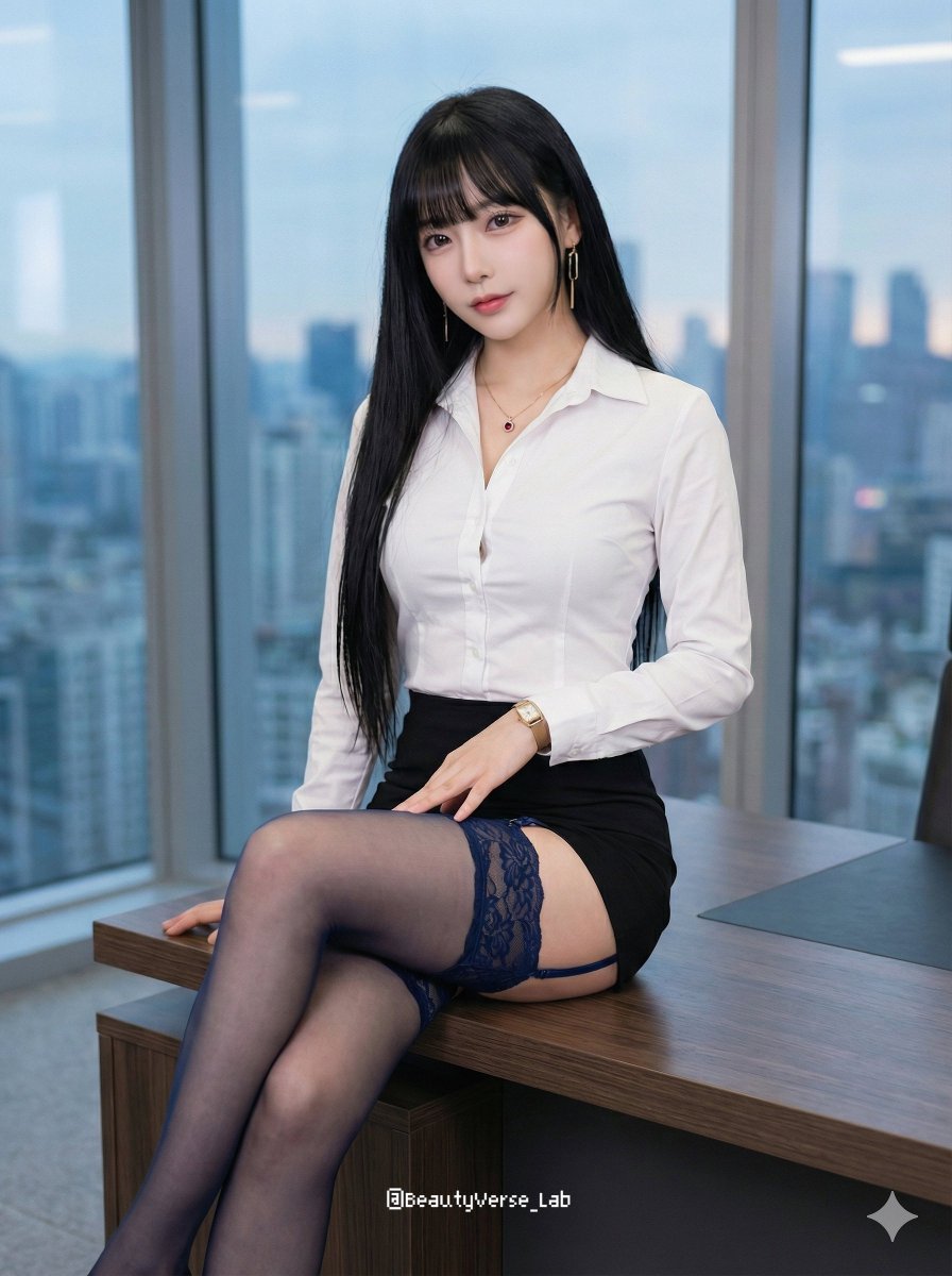 AI Prompt for Seductive Office Lady Portrait with Cinematic Lighting