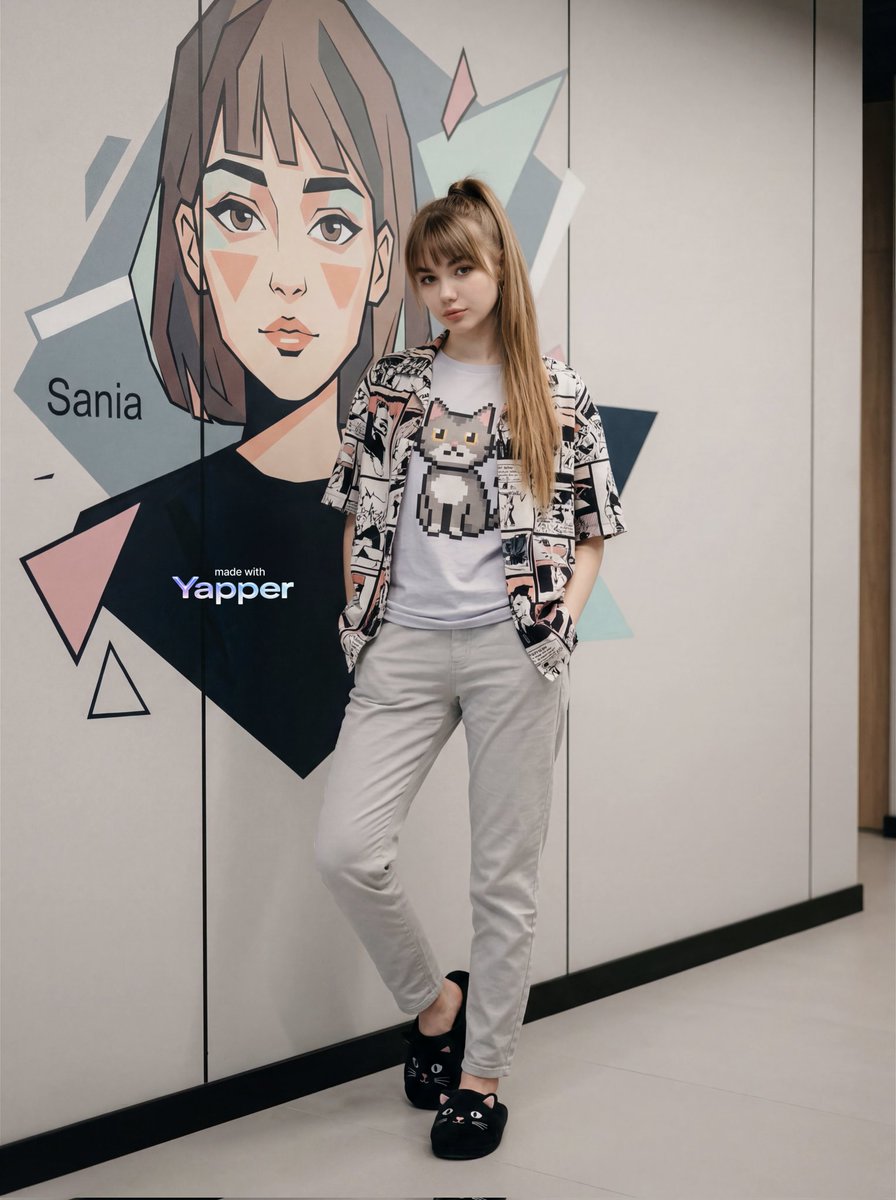 AI Prompt for Stylish Female Portrait Photography with Modern Illustration Background