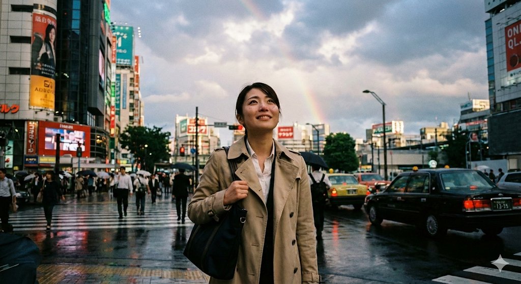 AI Prompt for Tokyo Cityscape Portrait with Young Woman