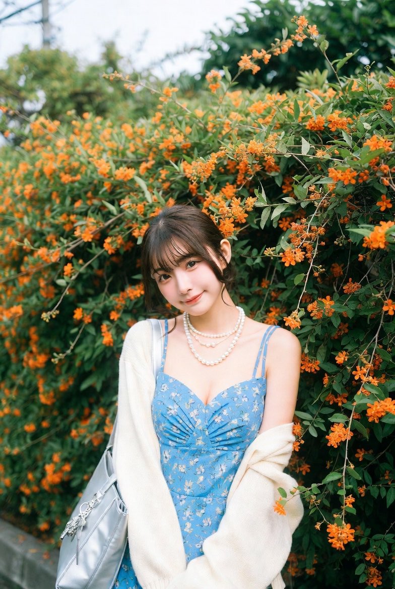 AI Prompt for Ultra-Realistic Asian Idol Portrait in Street Garden Setting