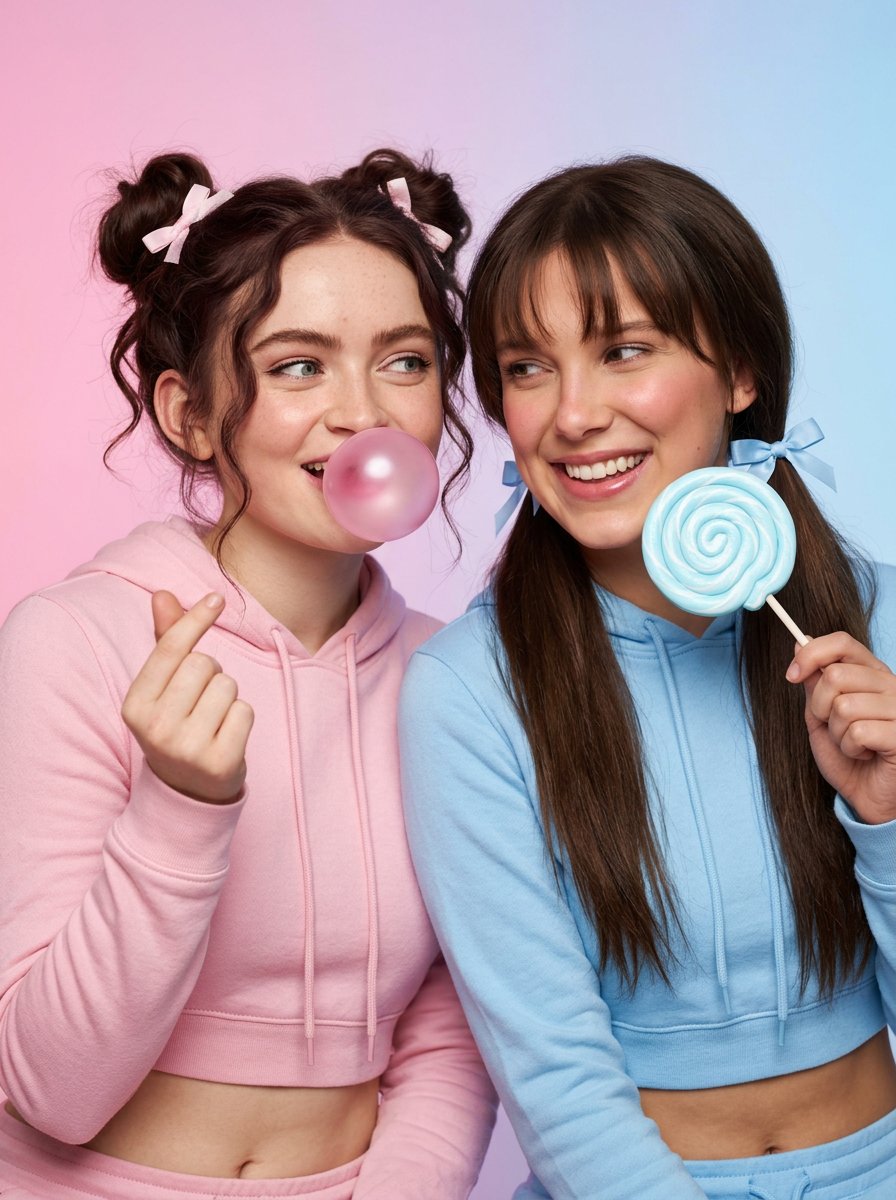 AI Prompt for Ultra-Realistic Pastel Studio Portrait of Two Female Influencers