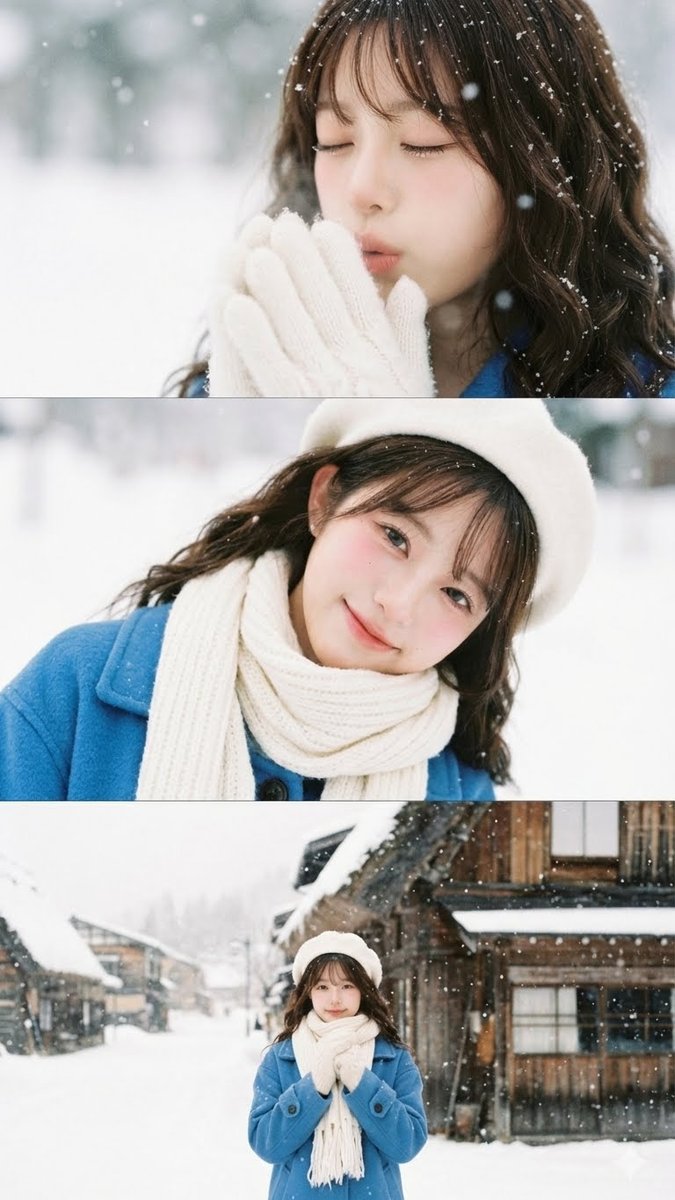 AI Prompt for Vintage Style Asian Hokkaido Portrait Film Strip Collage