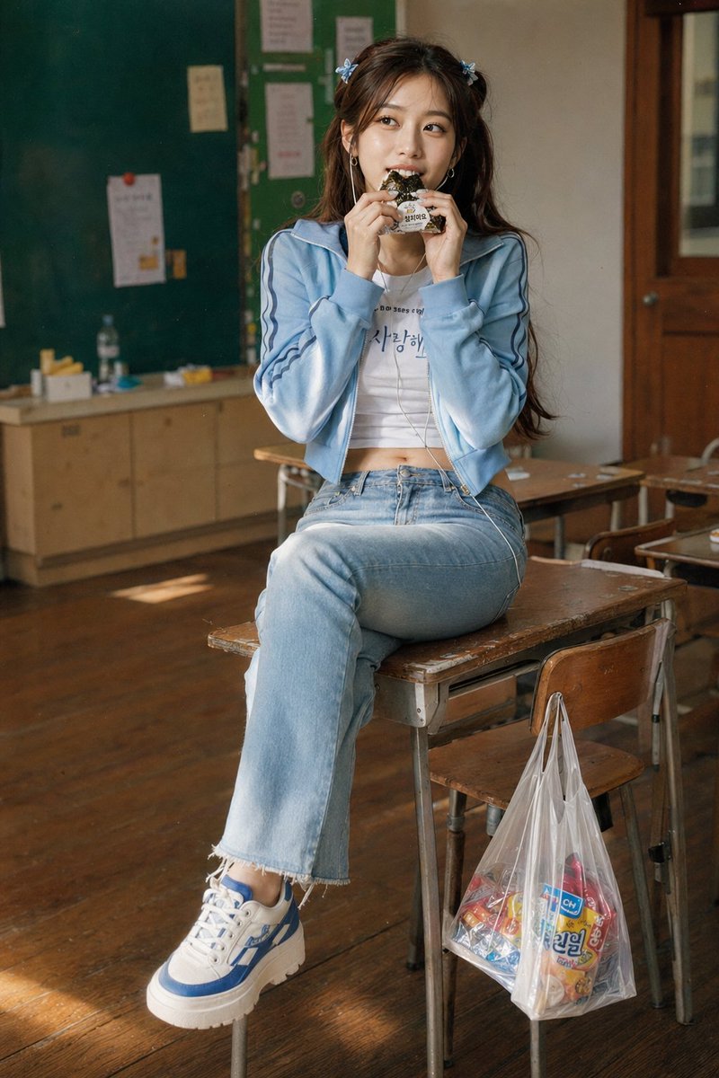AI Prompt for Y2K Korean Woman Classroom Portrait