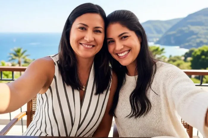 AI Prompt: Ultra-Realistic Mother Daughter Vacation Selfie
