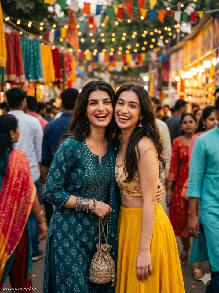 Best Friends AI Photo Prompt – Indian Festival Scene