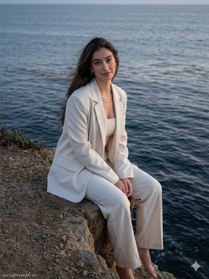 Blazer Sunset Cliff AI Photo Prompt for Gemini