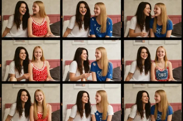 Cinematic Mother Daughter Film Strip Composition