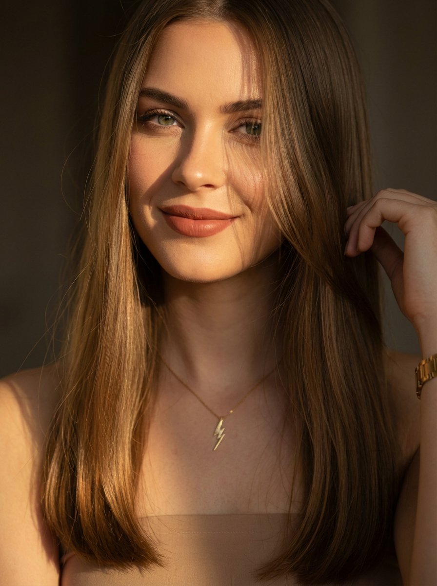 Cinematic Portrait of a Young Woman Warm Sunlight