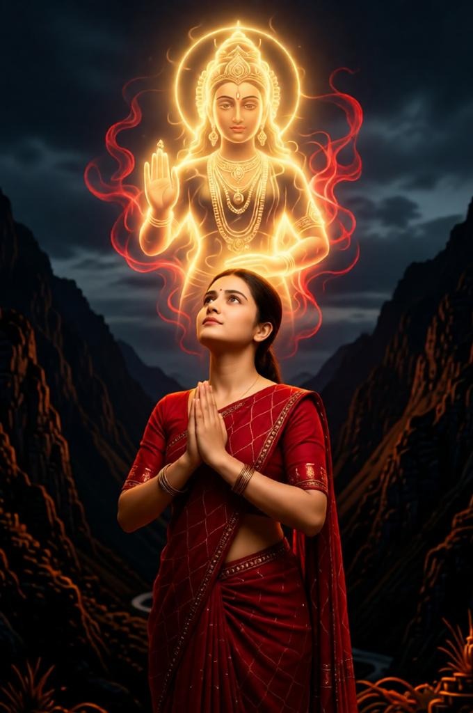 Divine Durga Blessing: Hyper-Realistic Navratri Portrait