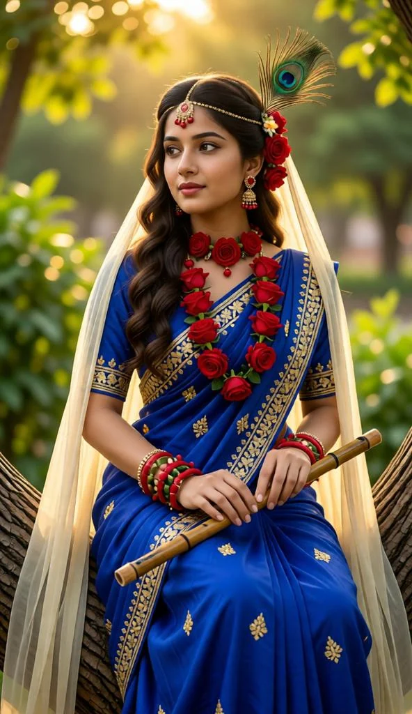 Ethereal Radha Rani AI Portrait | Hyper-Realistic