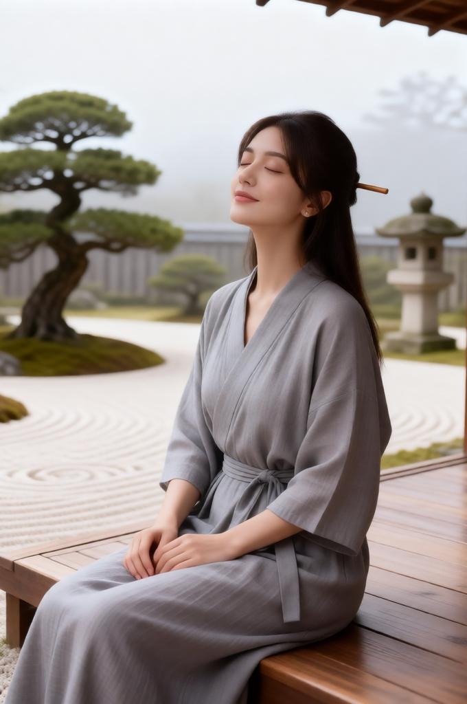 Ethereal Zen Garden Female Portrait – 8K Fine Art