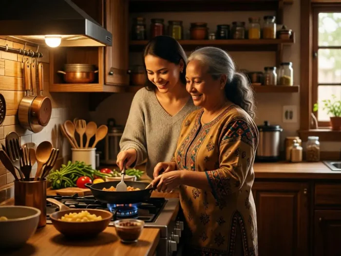 Family Cooking Session: Mother Teaching Daughter Traditions