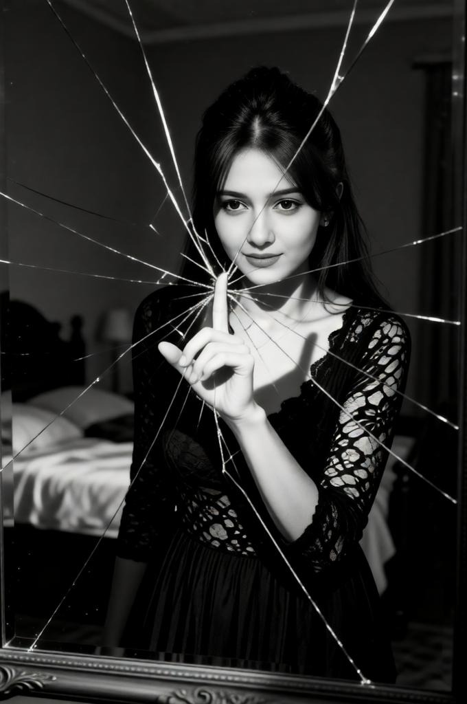 Film Noir Female Portrait – Vintage Mirror