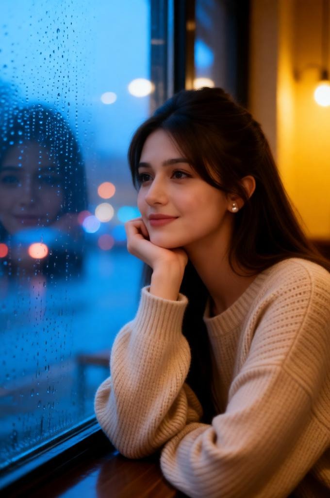 Foggy Café Portrait – Realistic Female Photo Prompt