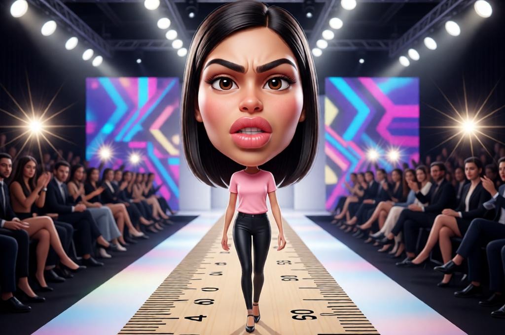 Full-Body Female Caricature with Face Lock