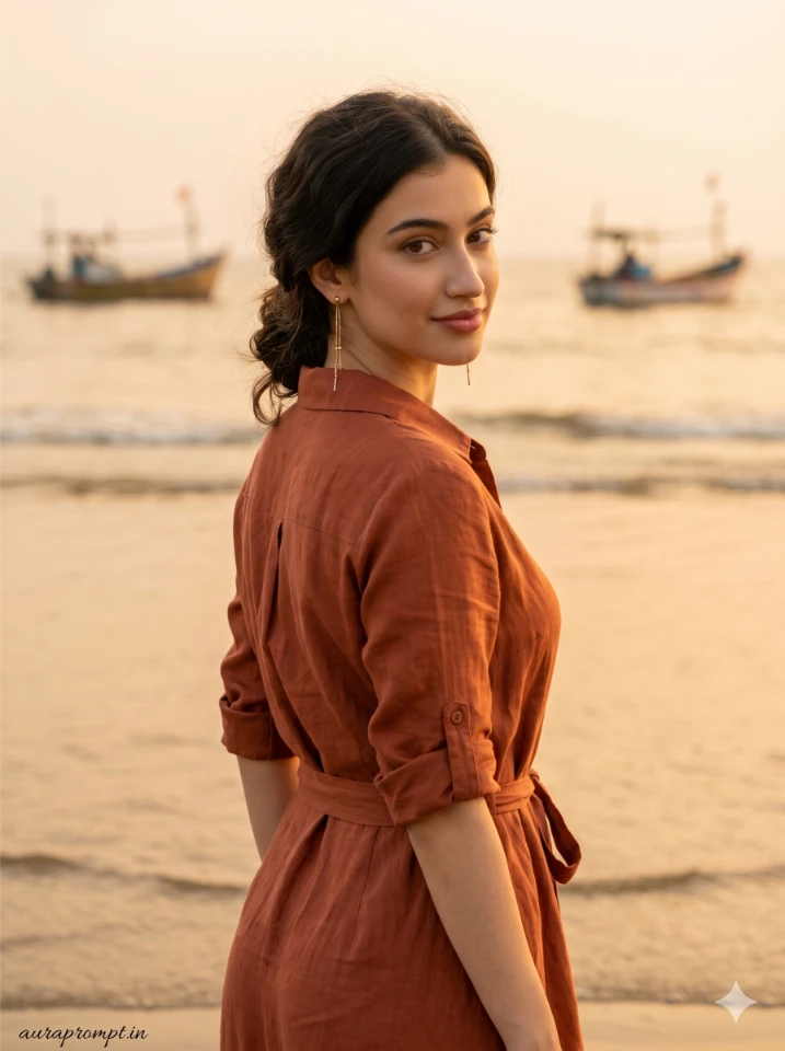 Golden Hour Beach Portrait AI Photo Prompt