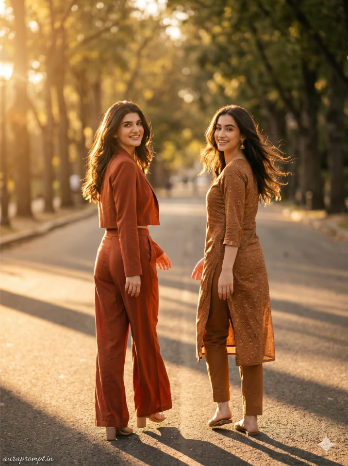 Golden Hour Best Friends AI Photo Prompt