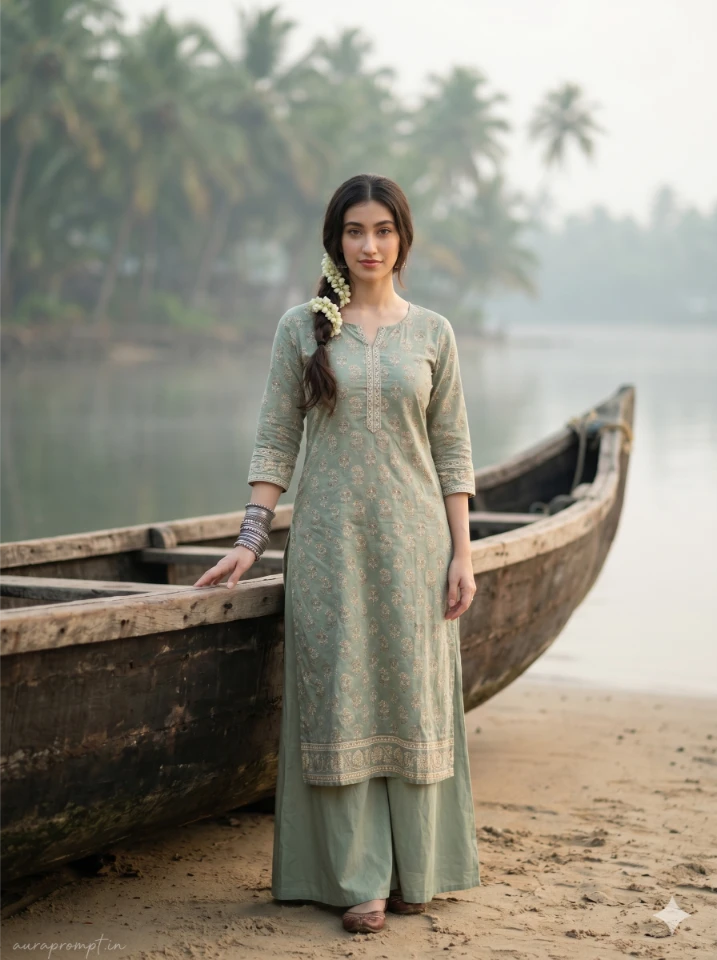 Kerala Beach AI Portrait Prompt for Women