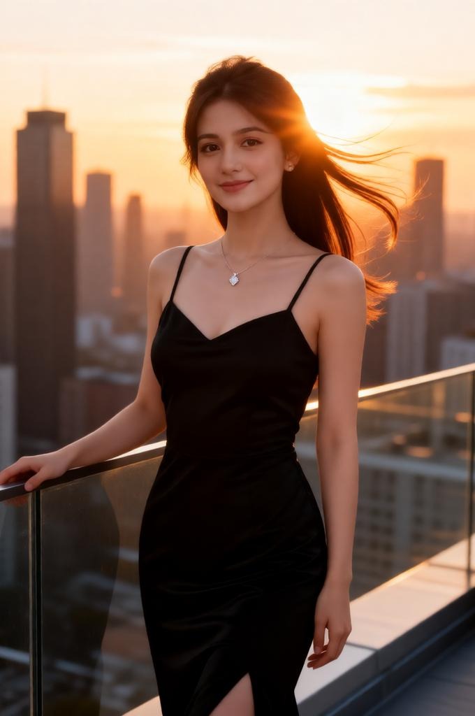 Luxury Penthouse Rooftop Portrait – 8K Female Photo