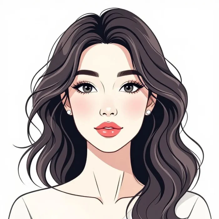 Minimal Line Art Female Face Illustration Prompt
