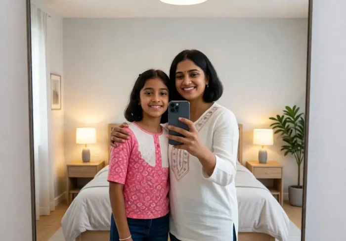 Mother & Daughter Mirror Selfie AI Photo Prompt