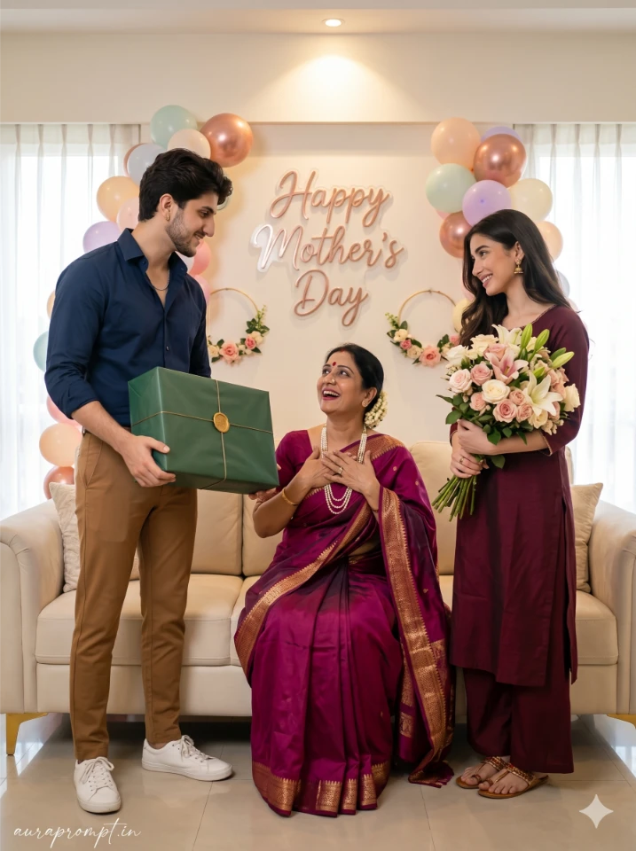 Mother's Day Family Portrait with Premium Editorial Style