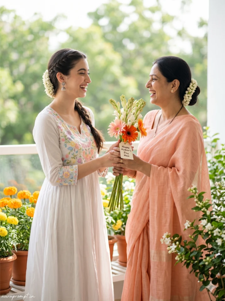 Mother's Day Indian Portrait AI Photo Editing Prompt