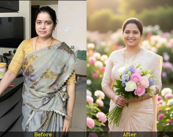 Mother's Day Portrait Prompt: Smiling Mom with Flowers 8K