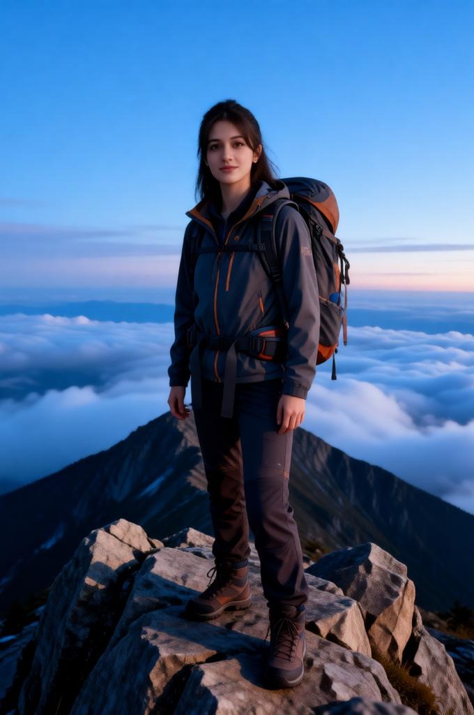 Mountain Trek Portrait: 8K Female Adventurer