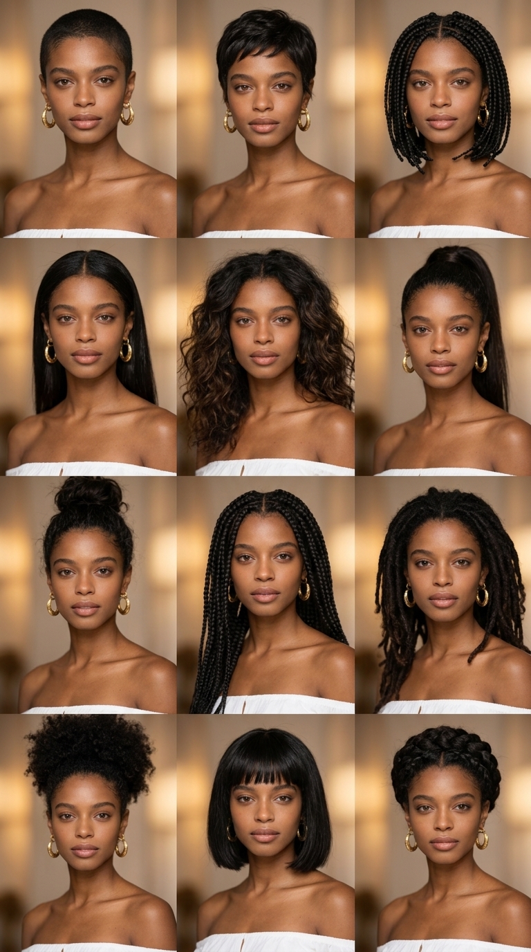 Multi-Hairstyle Portrait Collage Photo Prompt