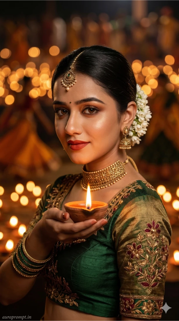 Navratri Garba Night AI Portrait of Young Indian Woman