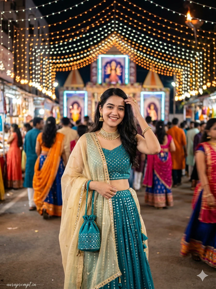 Navratri Night Fair Portrait AI Prompt