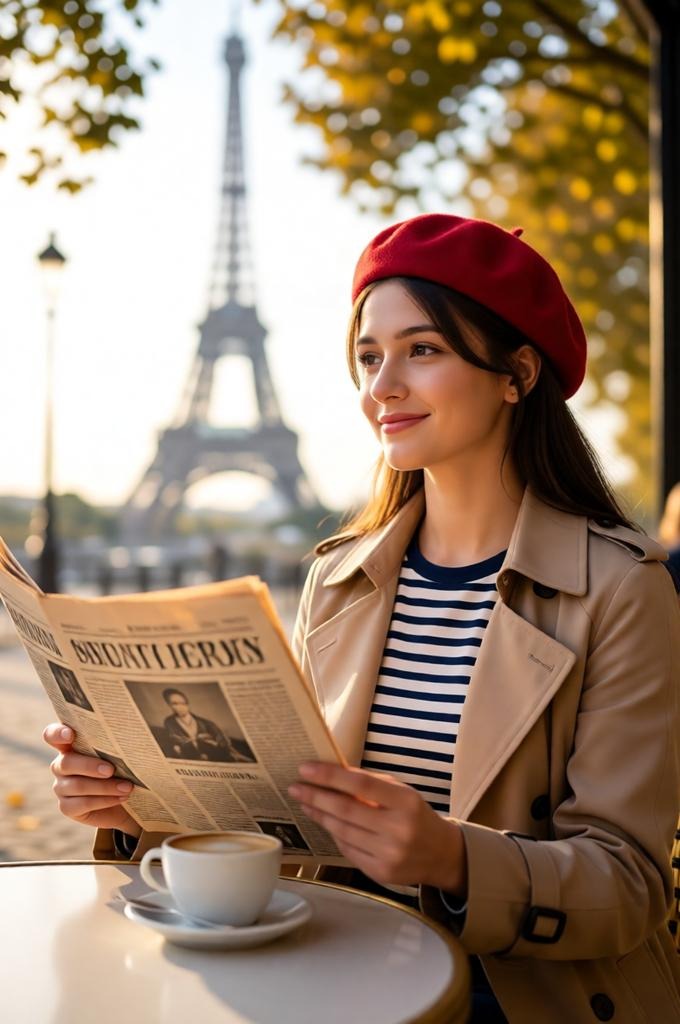 Parisian Café Fashion Portrait – 8K Photorealistic