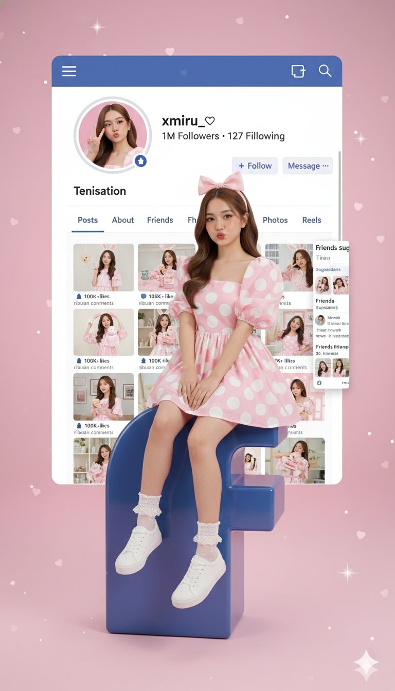 Photorealistic Indonesian Model on Facebook Logo