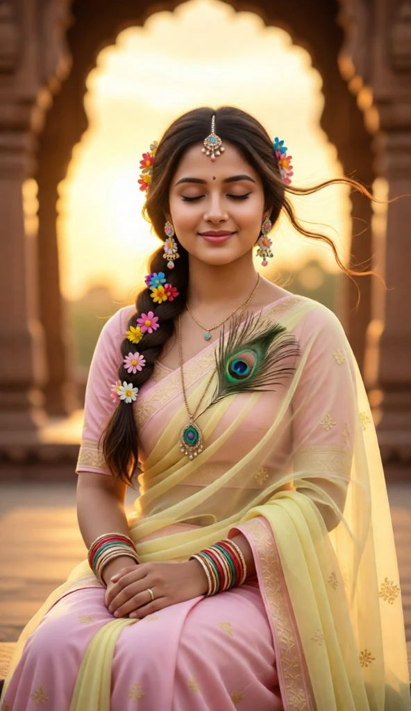 Radha Rani Dreamy Portrait Prompt 8K Realistic