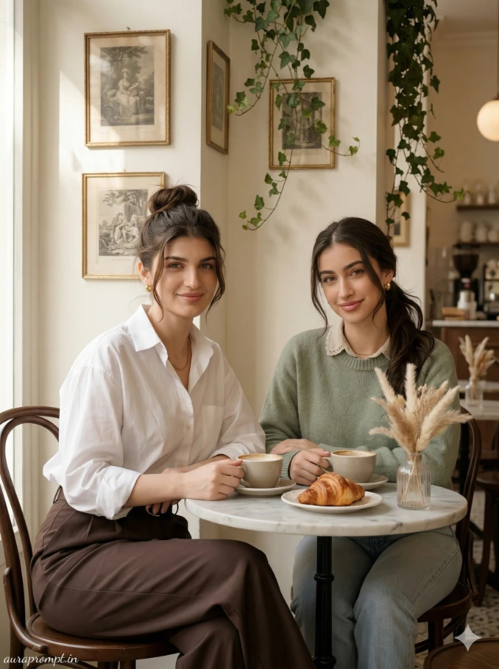 Realistic Girl Portraits in Cozy Café Setting