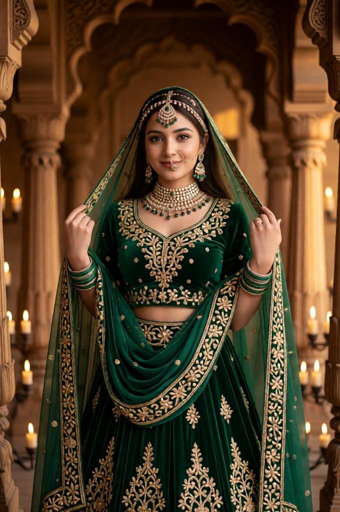 Regal Indian Heritage Portrait – 8K Gold Lehenga