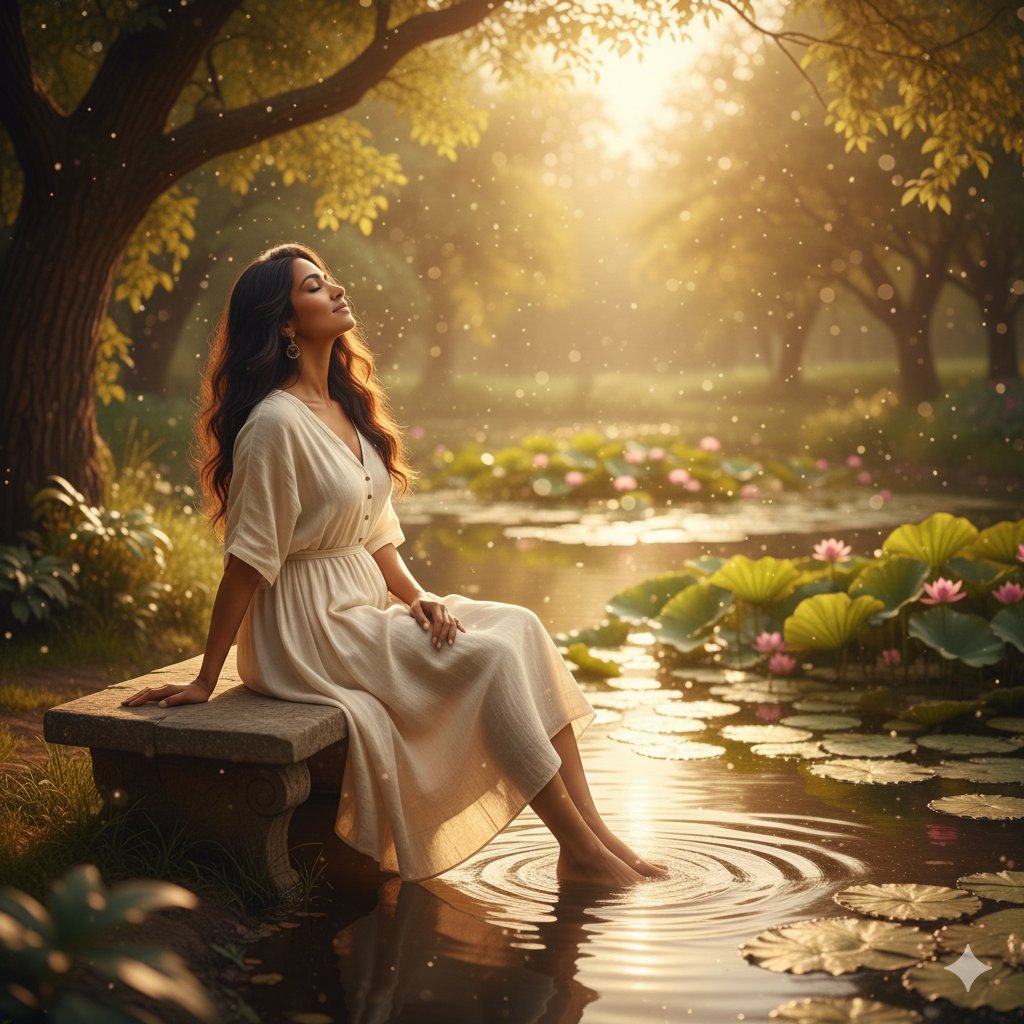 Serene Pond Portrait – Golden Light Ambiance