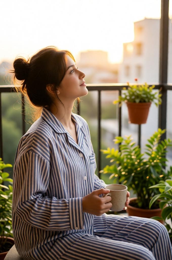 Sunlit Balcony Morning Portrait – 8K Realistic Female