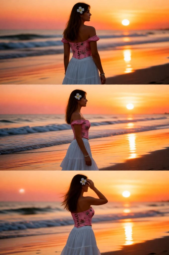 Sunset Beach AI Photo Editing Prompt for Aesthetic 3-Panel Shoots