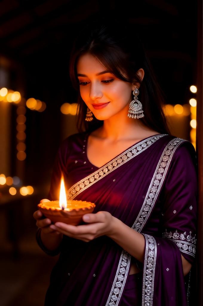Traditional Indian Diwali Portrait – 8K Female Cinematic Shot