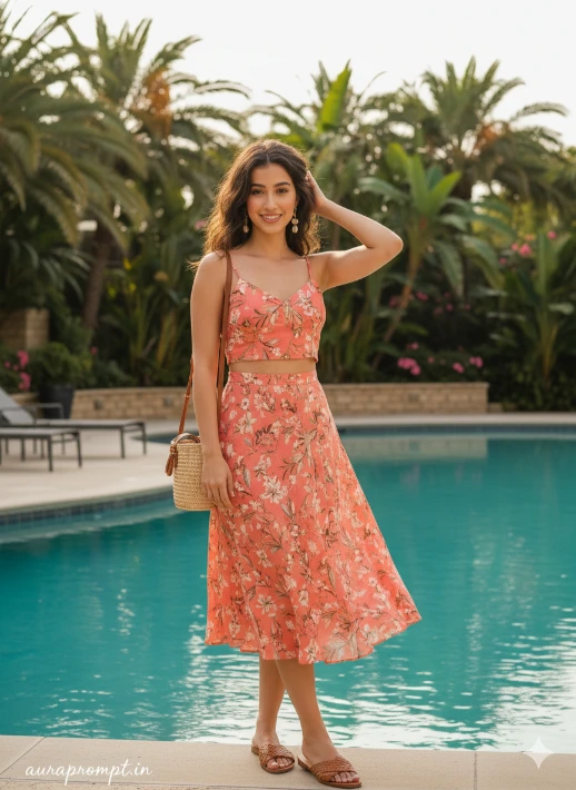 Ultra-Realistic Tropical Resort Portrait with Outfit Change